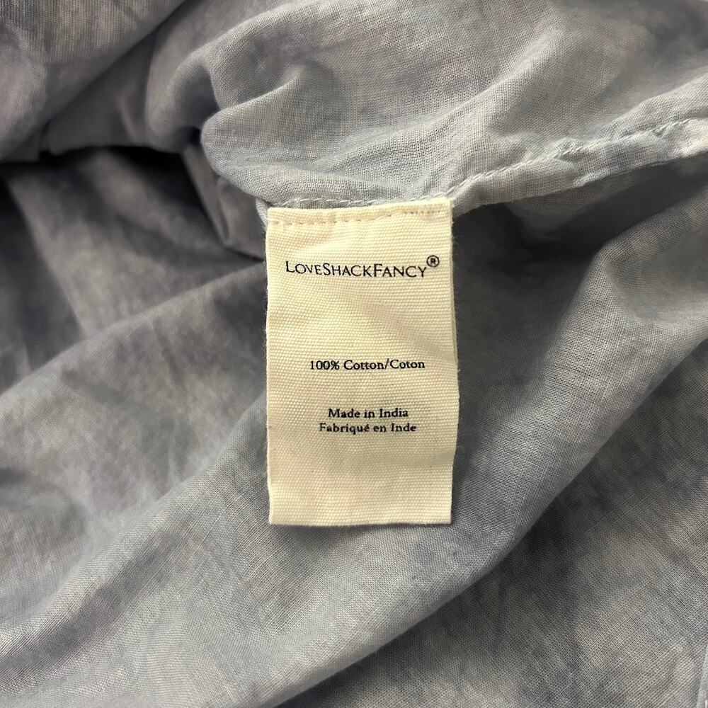 LoveShackFancy Natasha Mini Dress Washed Denim Blue Ruffle Sz Large - Picture 13 of 15